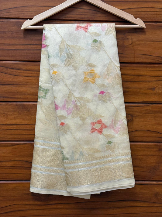 Tissue Warm Silk Saree with Silver Zari