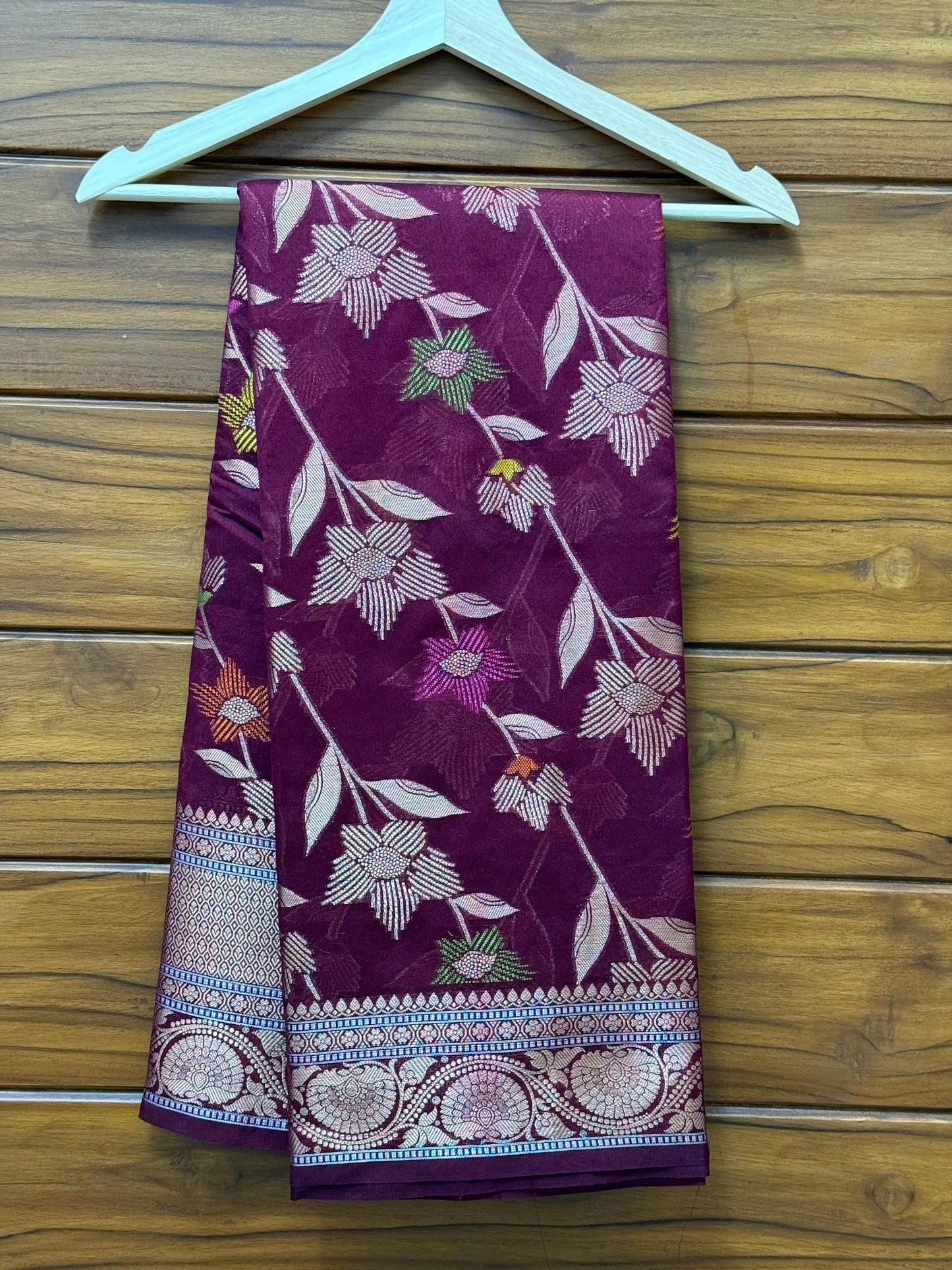 Tissue Warm Silk Saree with Silver Zari