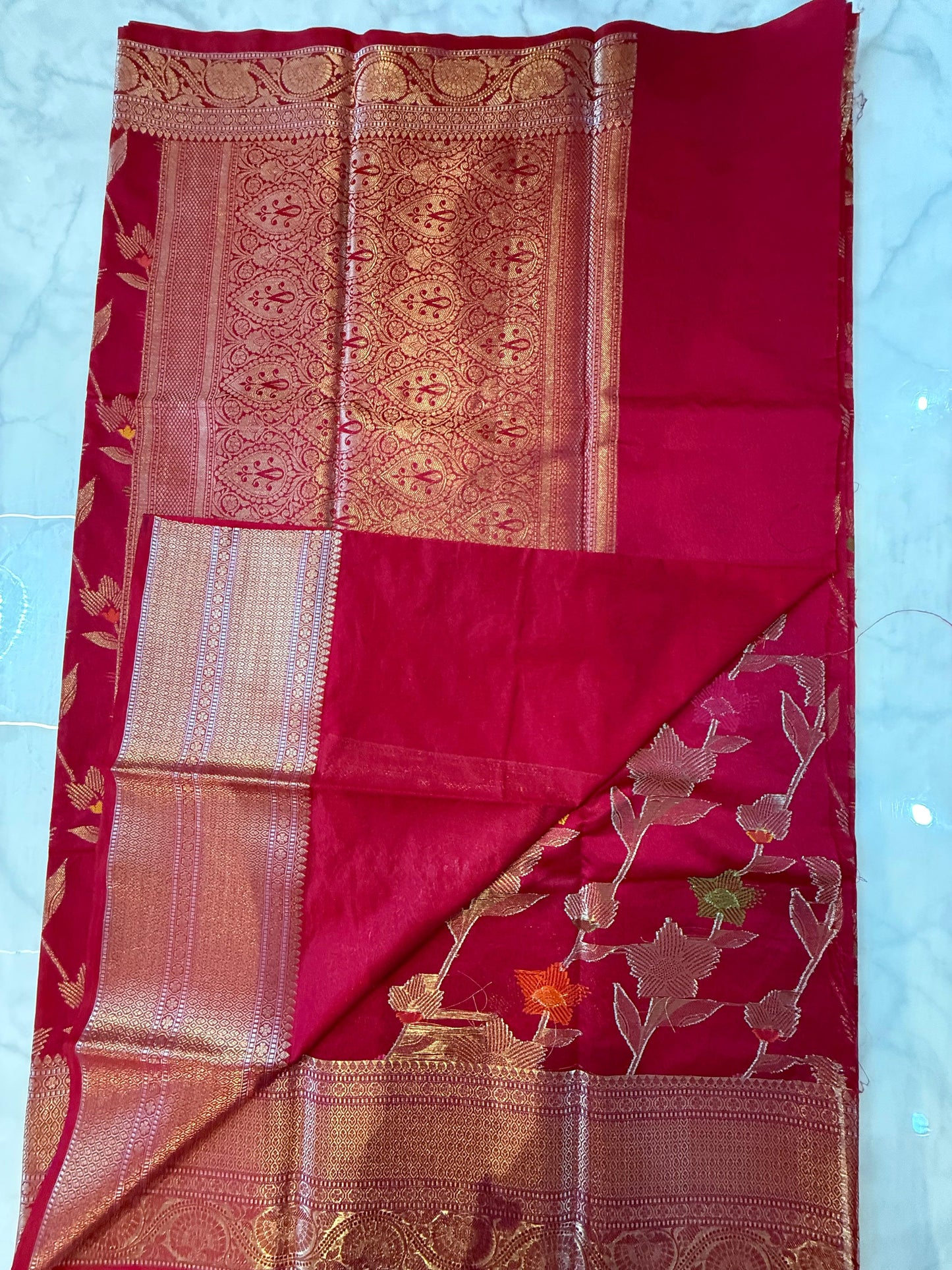 Tissue Warm Silk Saree with Silver Zari